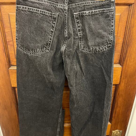 Rag & Bone sz 25 Black Logan Mid-Rise Wide Leg Jeans Black Fillmore With Holes - Picture 10 of 16